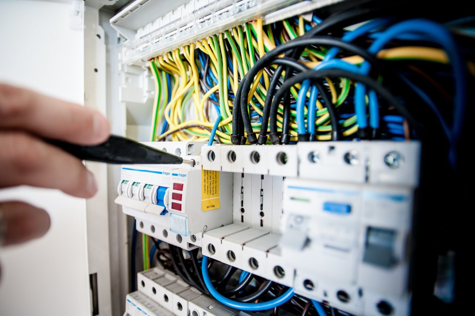 An electric box full of adsl networking cables