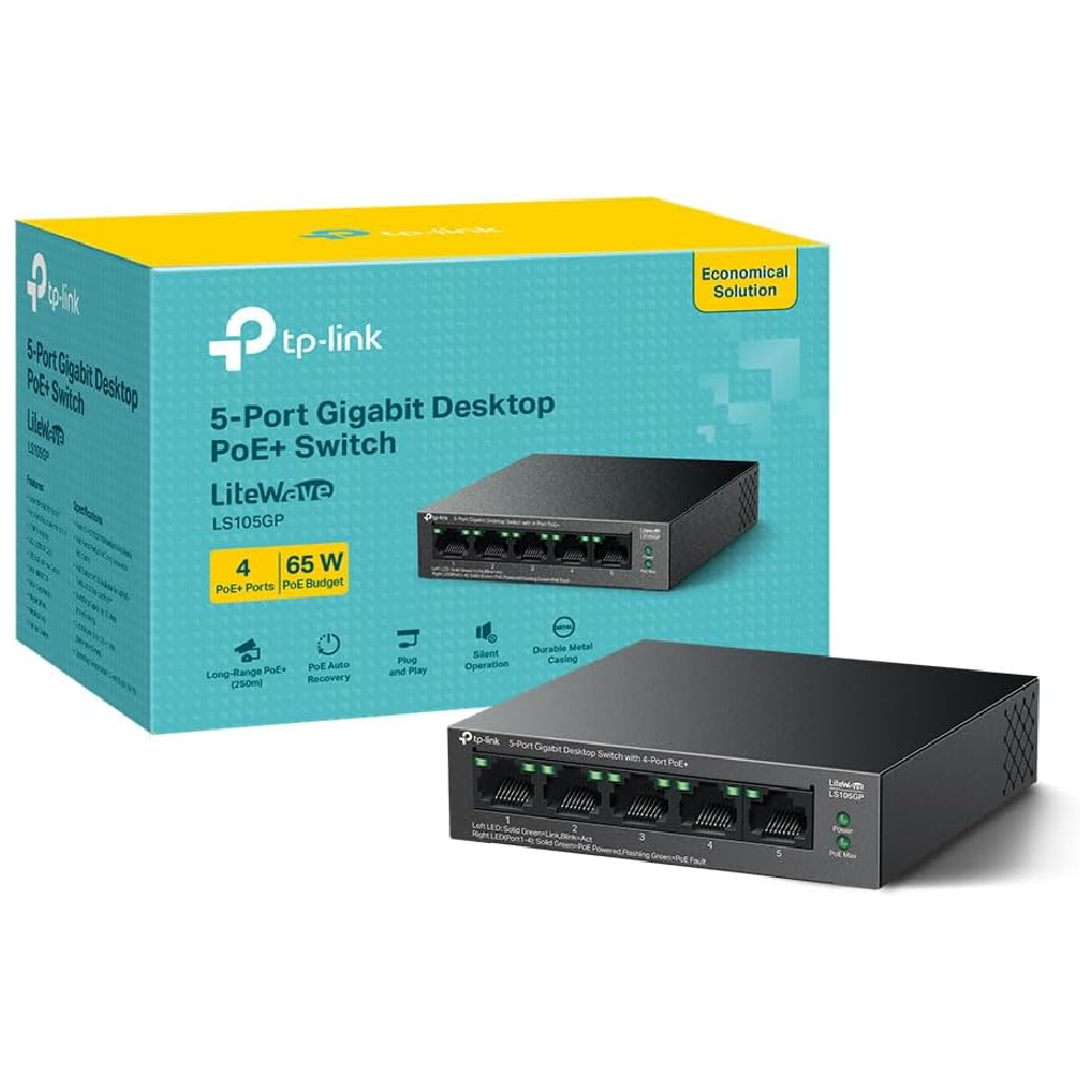 TP-Link LS105GP 5-Port Gigabit PoE+ Network Switch